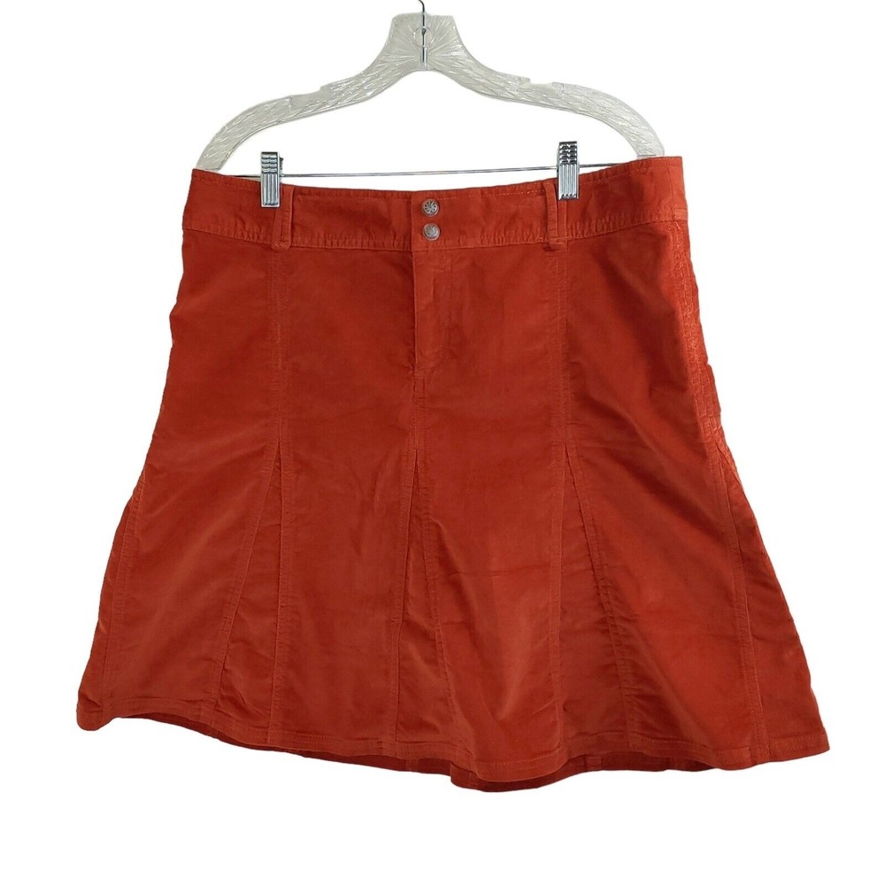 Athleta Women's Rust "Whenever" Soft Corduroy Button Front Flare Skirt, Size 12